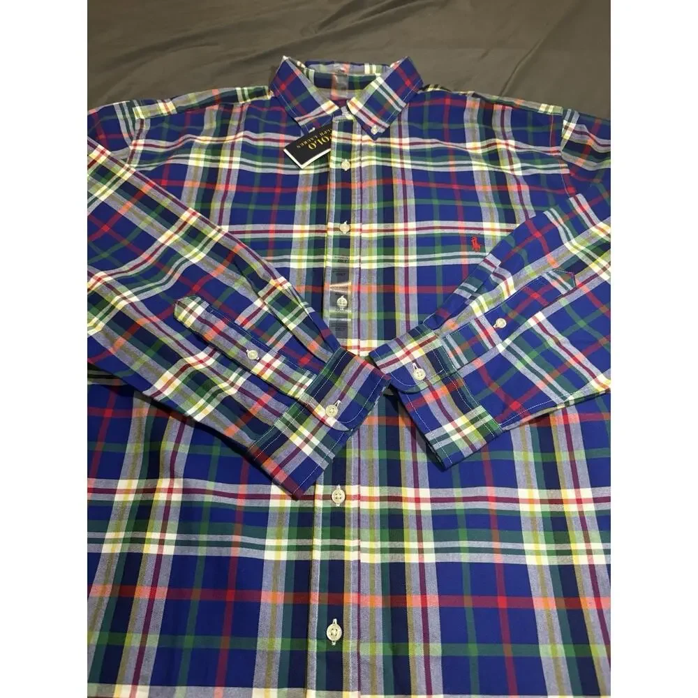 Polo Ralph Lauren Classic Fit Button Down‎ Plaid Shirt Mens 2XLT Multicolor L/S